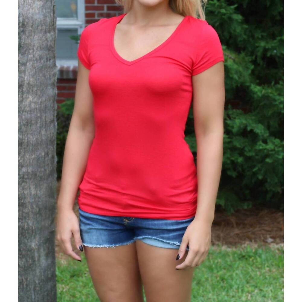 NEW YA LOS ANGELES v-neck jersey tee in red